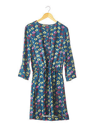 Robe mi-longue imprimé fantaisie manches longues bleu MALIPARMI femme