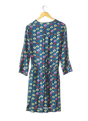 Robe mi-longue imprimé fantaisie manches longues bleu MALIPARMI femme