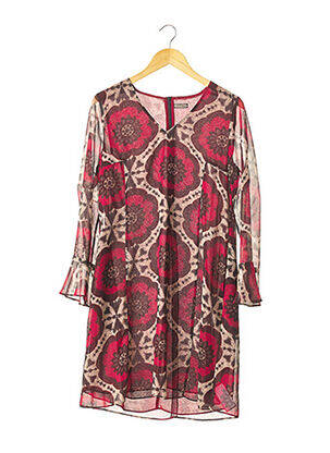Robe mi-longue imprimé fantaisie rouge MALIPARMI femme