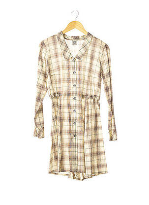 Robe mi-longue manches longues manches longues beige LUNN femme