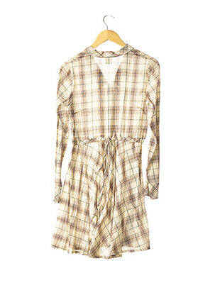 Robe mi-longue manches longues manches longues beige LUNN femme