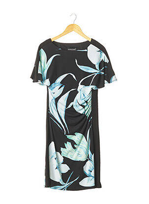 Robe mi-longue imprimé fleurs noir FRANK LYMAN femme