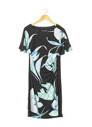 Robe mi-longue imprimé fleurs noir FRANK LYMAN femme