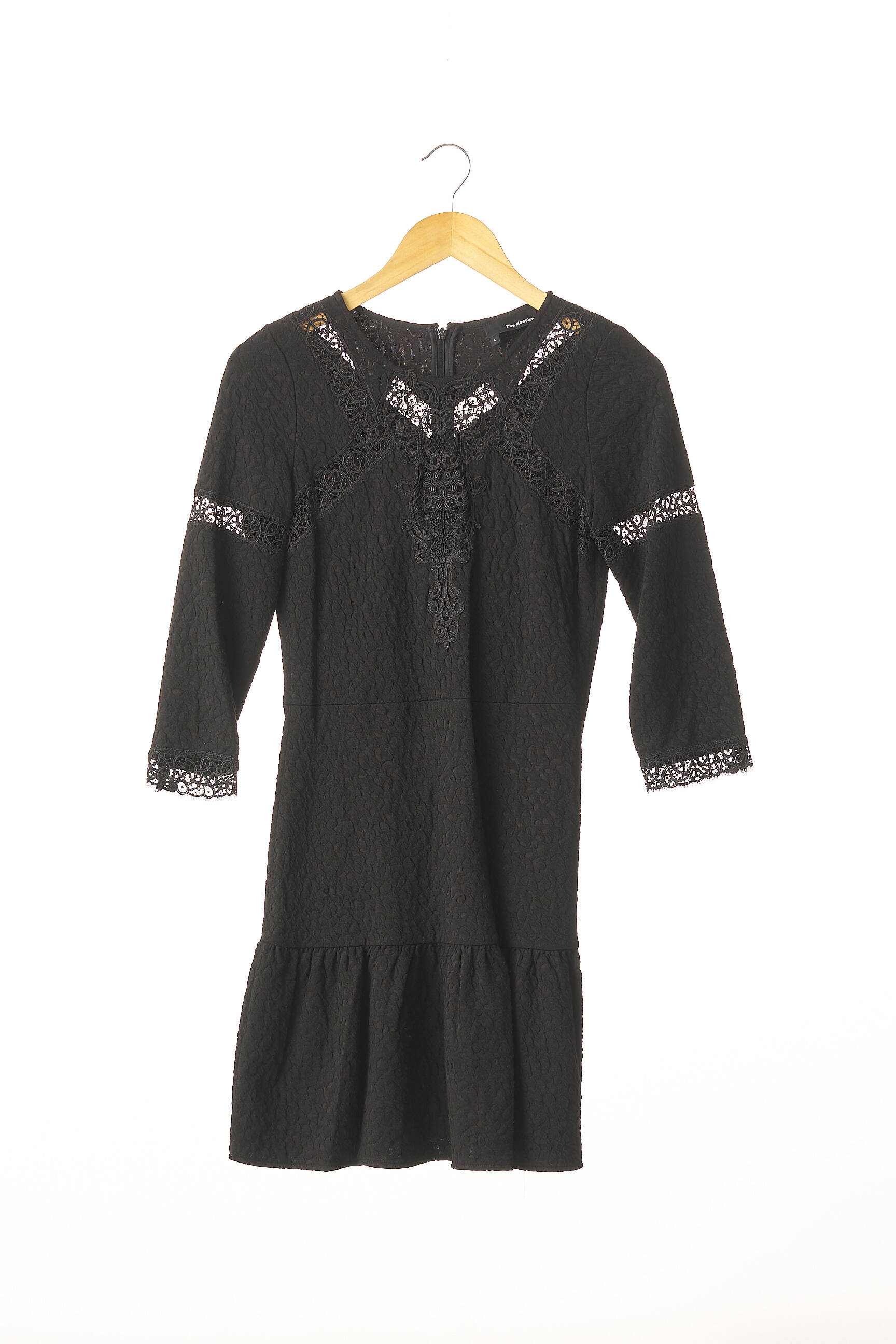 Robe mi-longue fermeture zippée au dos noir THE KOOPLES femme