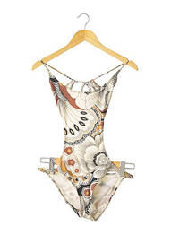 Maillot de bain 1 pièce imprimé fantaisie gris DOLCE & GABBANA femme