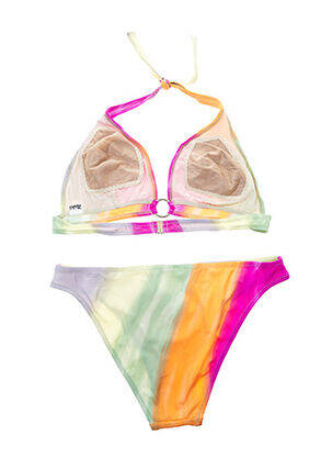 Maillot de bain 2 pièces fermeture clip rose ZEKI femme