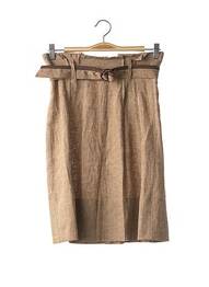 Jupe mi-longue taille haute beige GUNEX femme