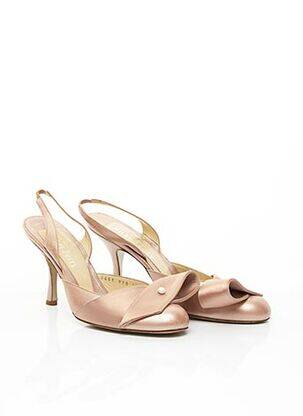 Sandales/nu pieds tissage satiné talon de 7 à 9cm rose MICHEL PERRY femme