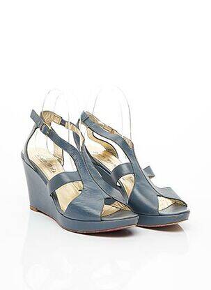 Sandales/nu pieds matière lisse talon de 7 à 9cm bleu ANN TUIL femme