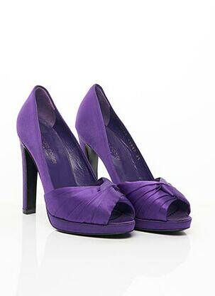 Escarpins tissage satiné talon haut de 10cm et plus violet SERGIO ROSSI femme