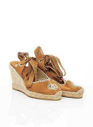 Espadrilles fermeture lacets talon de 7 à 9cm marron PABLO GILABERT femme