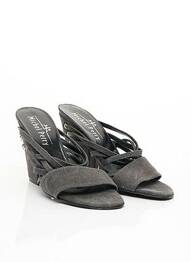 Mules/sabots semelle extérieure cuir talon de 7 à 9cm gris MICHEL PERRY femme