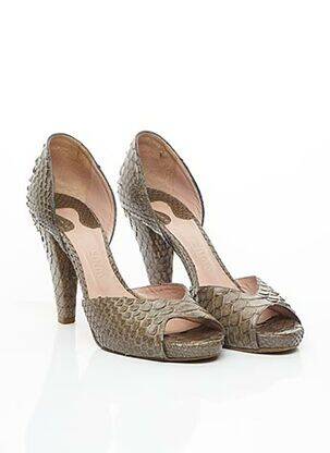 Escarpins semelle extérieure cuir talon de 7 à 9cm gris CHLOE femme