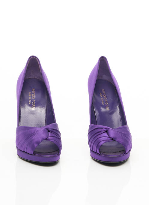 Escarpins tissage satiné talon haut de 10cm et plus violet SERGIO ROSSI femme