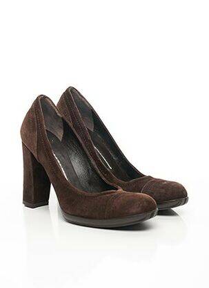 Escarpins matière lisse talon de 7 à 9cm marron R&RENZI femme