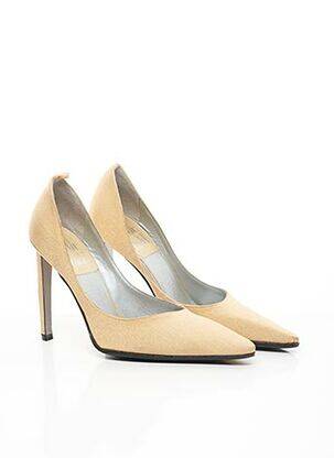Escarpins tissage satiné talon de 7 à 9cm beige RODOLPHE MENUDIER femme
