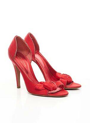 Escarpins tissage satiné talon de 7 à 9cm rouge SERGIO ROSSI femme