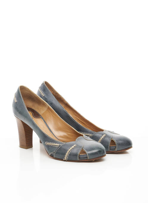 Escarpins semelle extérieure cuir talon de 7 à 9cm bleu CHLOE femme