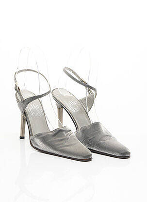 Escarpins tissage satiné talon de 7 à 9cm gris RODOLPHE MENUDIER femme