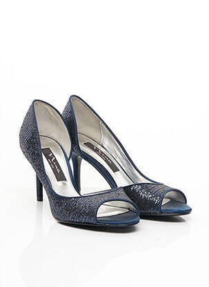 Escarpins semelle extérieure cuir talon de 7 à 9cm bleu NINA femme