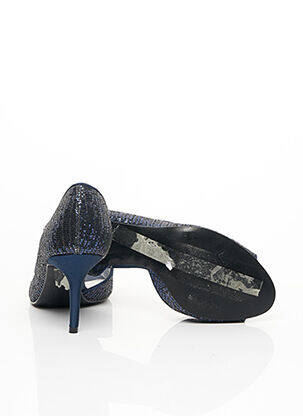 Escarpins semelle extérieure cuir talon de 7 à 9cm bleu NINA femme