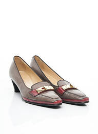 Escarpins semelle extérieure cuir talon de 4 à 6cm gris MARETTO femme