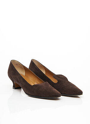 Escarpins nubuck talon plat jusqu'à 3cm marron DELAGE PARIS femme