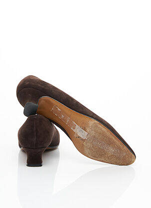 Escarpins nubuck talon plat jusqu'à 3cm marron DELAGE PARIS femme