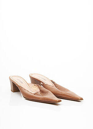 Mules/sabots matière lisse talon de 4 à 6cm marron VIA VENISE femme