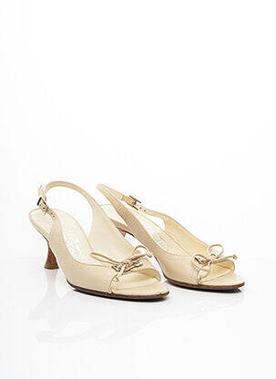 Sandales/nu pieds matière lisse talon de 4 à 6cm beige SALVATORE FERRAGAMO femme