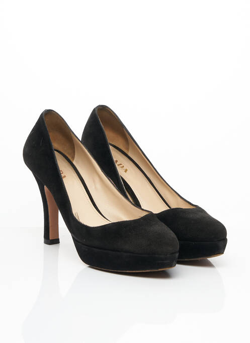 Escarpins nubuck talon de 7 à 9cm noir PRADA femme