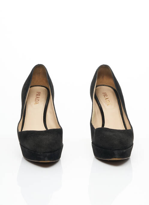 Escarpins nubuck talon de 7 à 9cm noir PRADA femme