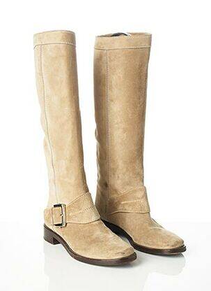 Bottes nubuck talon plat jusqu'à 3cm beige SERGIO ROSSI femme