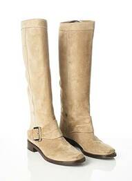 Bottes nubuck talon plat jusqu'à 3cm beige SERGIO ROSSI femme