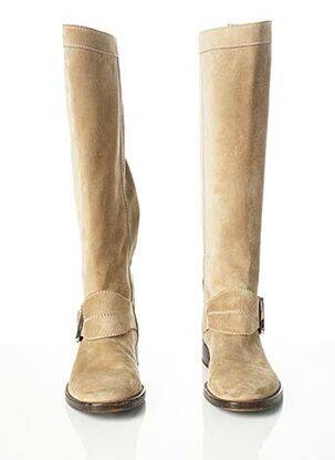 Bottes nubuck talon plat jusqu'à 3cm beige SERGIO ROSSI femme
