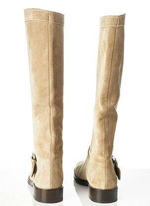 Bottes nubuck talon plat jusqu'à 3cm beige SERGIO ROSSI femme