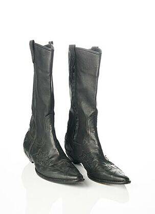 Bottes matière lisse talon plat jusqu'à 3cm noir YIM femme
