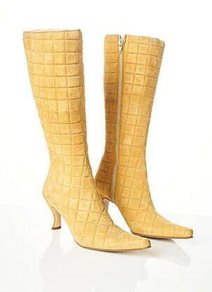 Bottes nubuck talon de 7 à 9cm jaune NELLO NEMBRO femme