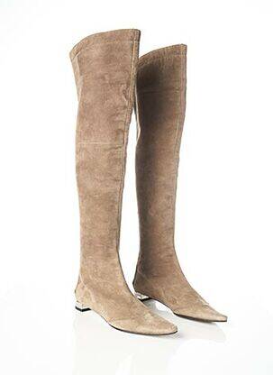 Bottes nubuck talon plat jusqu'à 3cm beige BRUNO FRISONI femme