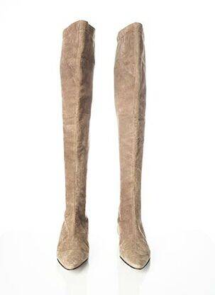Bottes nubuck talon plat jusqu'à 3cm beige BRUNO FRISONI femme