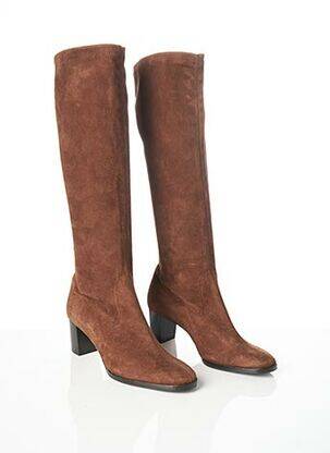 Bottes nubuck talon de 4 à 6cm marron GUIDO LOMBARDI femme