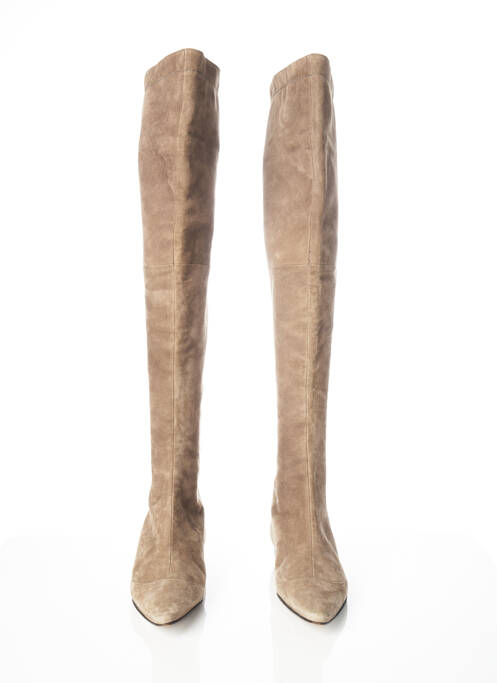 Bottes nubuck talon plat jusqu'à 3cm beige BRUNO FRISONI femme