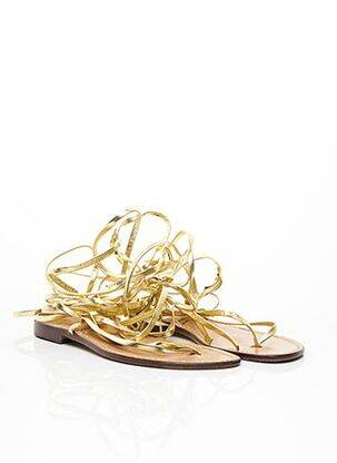 Tongs semelle extérieure cuir talon plat jusqu'à 3cm jaune DA COSTANZA femme