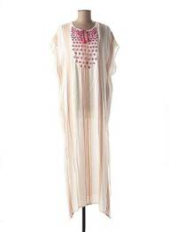 Robe longue manches courtes manches courtes rose VALERIE KHALFON femme