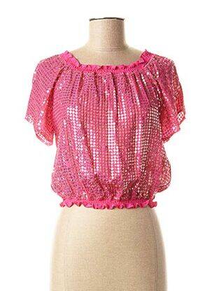 Top col carré manches courtes rose #OOTD femme