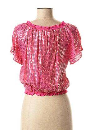 Top col carré manches courtes rose #OOTD femme