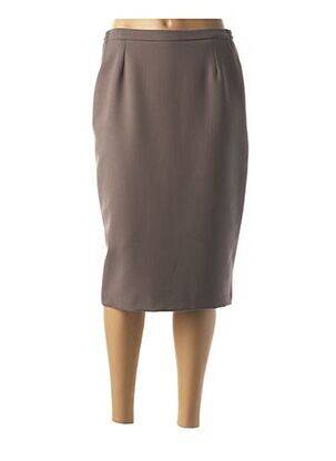 Jupe mi-longue stretch marron FRANCE RIVOIRE femme