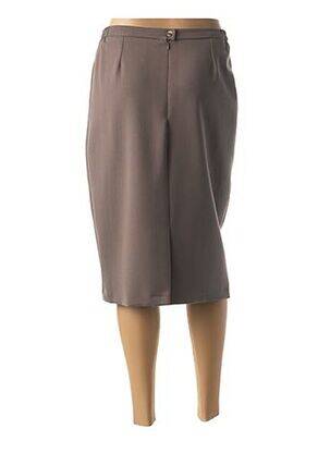 Jupe mi-longue stretch marron FRANCE RIVOIRE femme