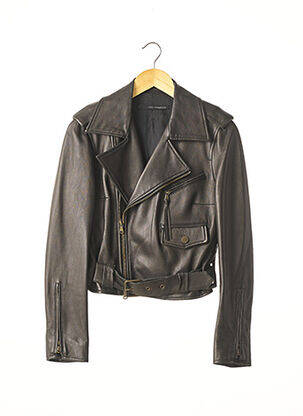 Veste en cuir coupe cintrée noir ATOS LOMBARDINI femme