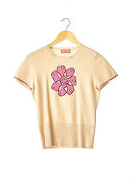 Pull finition bords-côtes manches courtes beige D.D.C. femme